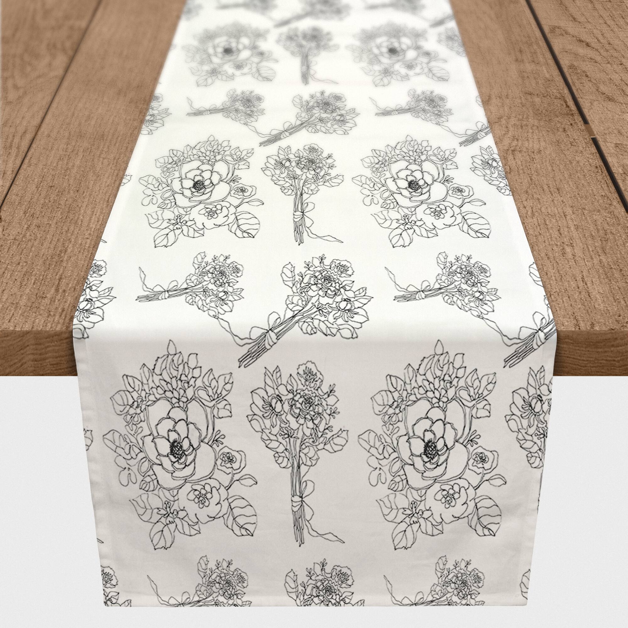 Floral Drawings Indoor/Outdoor Table Runner